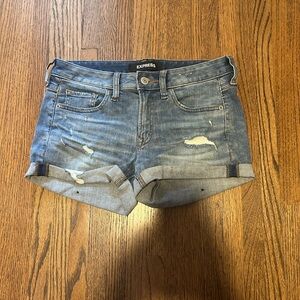 Express Women's Rolled Hem Blue Jean Shorts